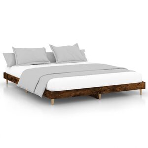 vidaXL Estructura de cama sin colch&oacute;n madera roble ahumado 120x200 cm