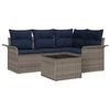 vidaXL Conjunto de sof&aacute; de jard&iacute;n 5 uds. Gris rat&aacute;n sint&eacute;tico