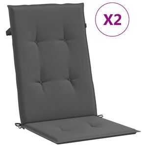 vidaXL Coj&iacute;n silla de jard&iacute;n respaldo alto 2 uds tela gris 120x50x2 cm