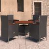 vidaXL Set comedor de jard&iacute;n 5 piezas rat&aacute;n sint&eacute;tico y cojines negro