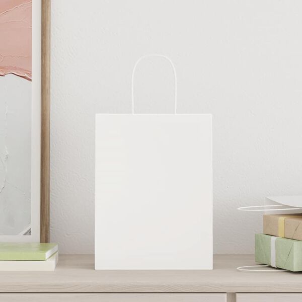 vidaXL Bolsas de papel con asas 250 uds blanca 21x11x28 cm