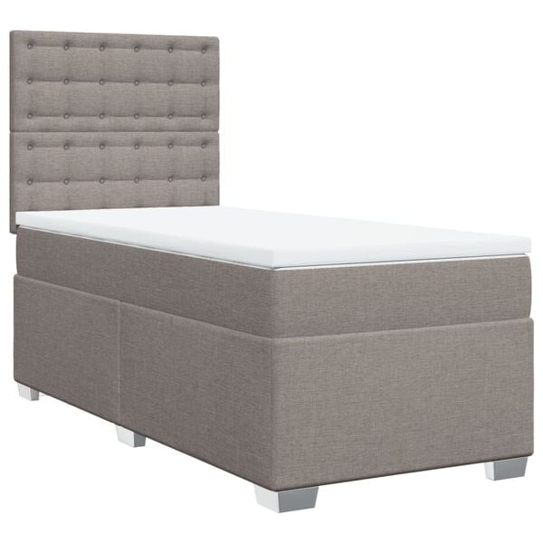 vidaXL Cama box spring con colch&oacute;n tela gris taupe 100x200 cm