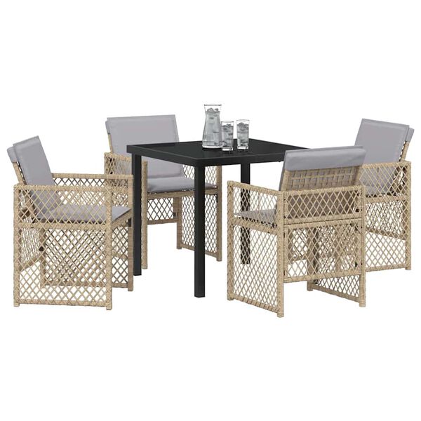 vidaXL Conjunto de Comedor de Jard&iacute;n 5 pcs Beige rat&aacute;n sint&eacute;tico