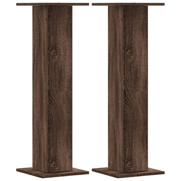 vidaXL Soportes para plantas 2 uds madera marr&oacute;n roble 30x30x95 cm