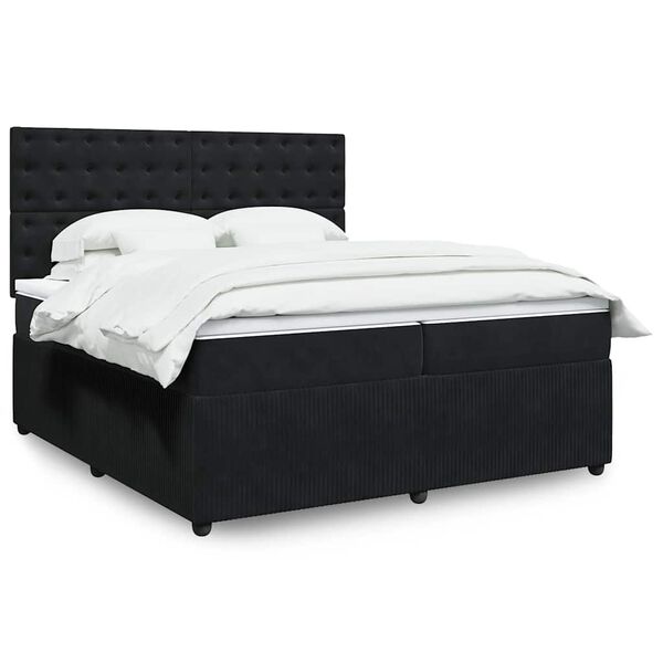 vidaXL Cama box spring con colch&oacute;n terciopelo negro 200x200 cm
