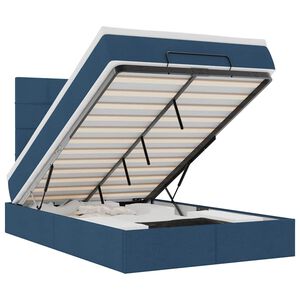 vidaXL Estructura de cama otomana con colch&oacute;n tela azul 120x200cm