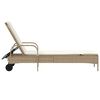 vidaXL Tumbona con ruedas y coj&iacute;n rat&aacute;n sint&eacute;tico beige