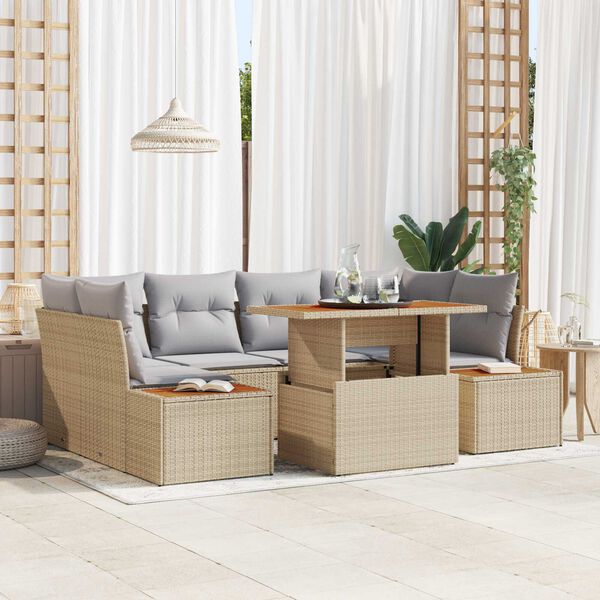 vidaXL Conjunto de Comedor de Jard&iacute;n con coj&iacute;n 9 pcs Beige y gris