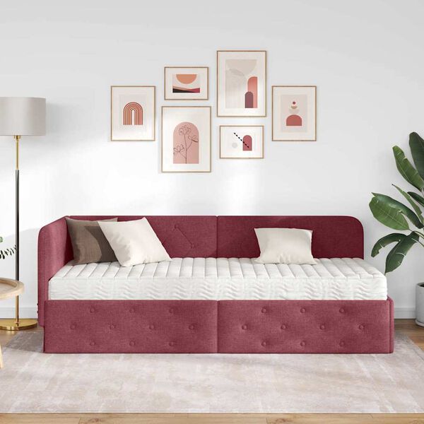 vidaXL Estructura de cama en esquina Rojo vino 80 x 200 cm tela