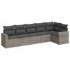 vidaXL Set de muebles de jard&iacute;n 6 pzas y cojines rat&aacute;n sint&eacute;tico gris