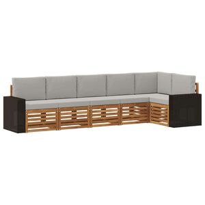 vidaXL Conjunto de sof&aacute;s de exterior 6 uds. Natural y Gris Claro