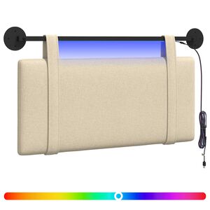 vidaXL Cabecero colgante Con luz LED Crema Tela