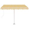 vidaXL Toldo de pie retr&aacute;ctil manual amarillo y blanco 300x250 cm