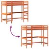 vidaXL Cama alta con escritorio madera maciza pino marr&oacute;n 90x200 cm