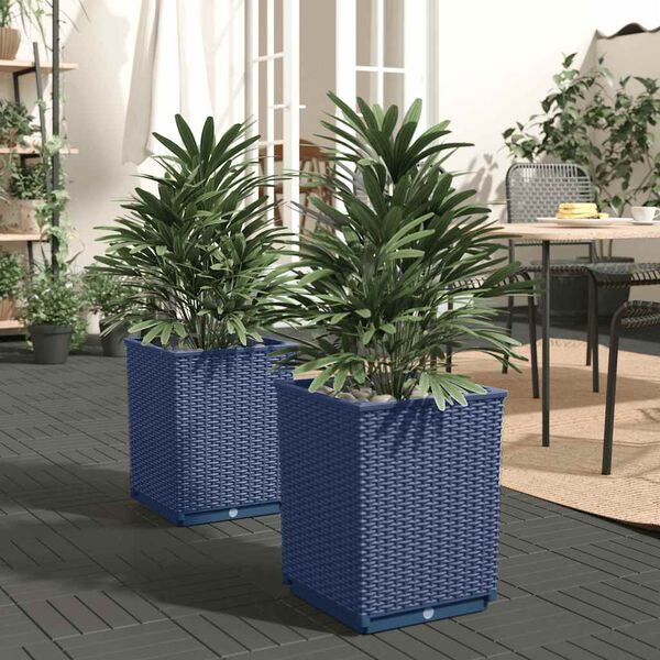 vidaXL Jardineras 2 uds polipropileno azul gris 30x30x37 cm