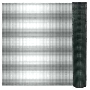 vidaXL Alambrada gallinero galvanizada recubrimiento PVC verde 25x1 m