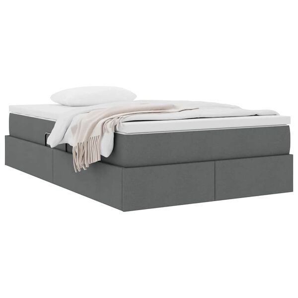 vidaXL Cama con almacenamiento y colchón Gris oscuro 120 x 200 cm