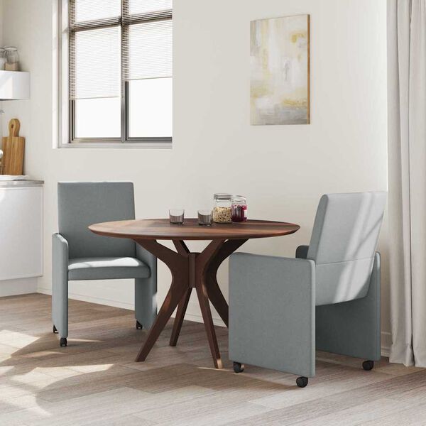 vidaXL Sillas de Comedor con Ruedas 2 pcs Gris claro 57 x 66 x 94 cm
