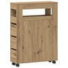 vidaXL Armario de ba&ntilde;o estrecho con ruedas madera roble artisian