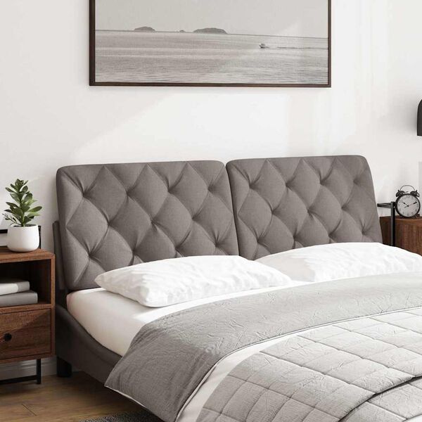 vidaXL Cabecero de cama acolchado tela gris taup&eacute; 160 cm