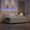 vidaXL Cama Box Spring LED con colch&oacute;n Crema 200 x 200 cm tela