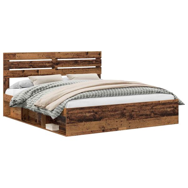 vidaXL Estructura de cama con cabecera Madera vieja 200 x 200 cm