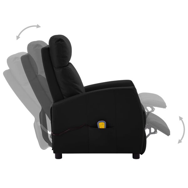vidaXL Sillón de masaje de cuero sintético negro