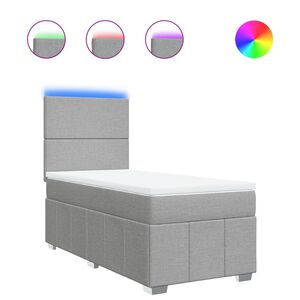 vidaXL Cama box spring con colch&oacute;n tela gris claro 90x190 cm