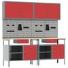 vidaXL Conjunto de banco de trabajo 8 uds. Rojo y Gris