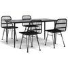 vidaXL Juego de comedor de jard&iacute;n 5 piezas rat&aacute;n sint&eacute;tico negro
