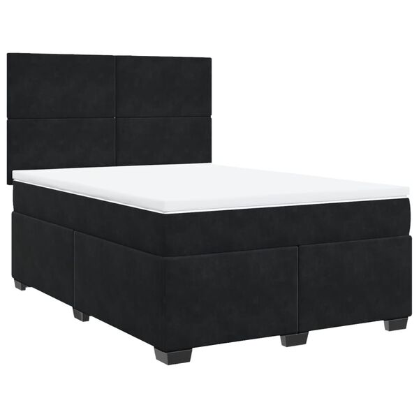 vidaXL Cama box spring con colch&oacute;n terciopelo negro 140x200 cm