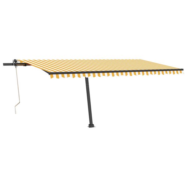 vidaXL Toldo autom&aacute;tico LED sensor de viento amarillo blanco 500x350cm
