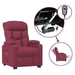 vidaXL Sill&oacute;n reclinable el&eacute;ctrico tela rojo tinto