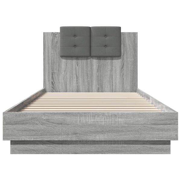 vidaXL Cama con cabecero madera de ingenier&iacute;a gris Sonoma 90x200 cm