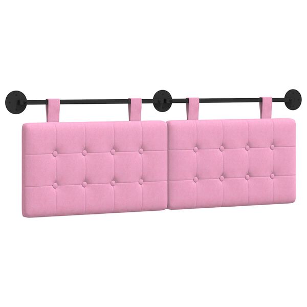 vidaXL Cabecera Colgante Montaje en la pared Rosa 130 x 55 x 5 cm tela