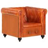 vidaXL Sill&oacute;n Chesterfield de cuero aut&eacute;ntico marr&oacute;n canela