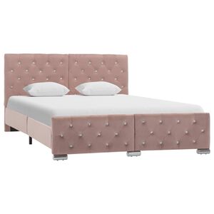 vidaXL Estructura de cama sin colch&oacute;n terciopelo rosa 140x200 cm
