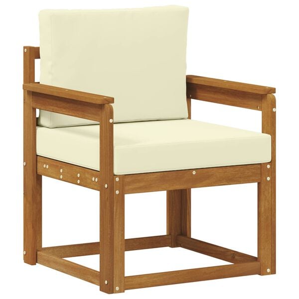 vidaXL Sof&aacute; de exterior Madera de Acacia S&oacute;lida y Poli&eacute;ster Natural