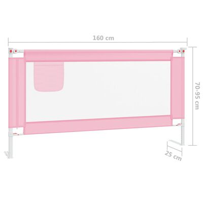 vidaXL Barandilla de seguridad cama de niño rosa tela 160x25 cm