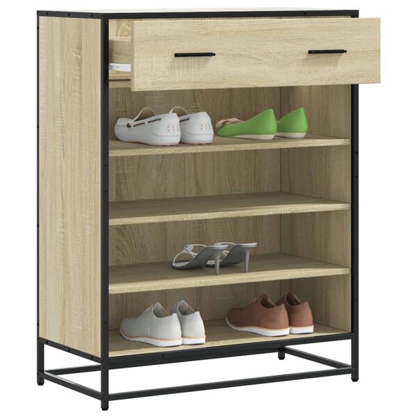 vidaXL Zapatero de madera y metal roble Sonoma 75x38x97,5 cm