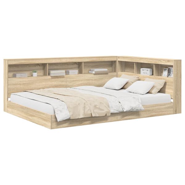 vidaXL Cama con Estanter&iacute;a con cabecera Roble Sonoma 160 x 200 cm
