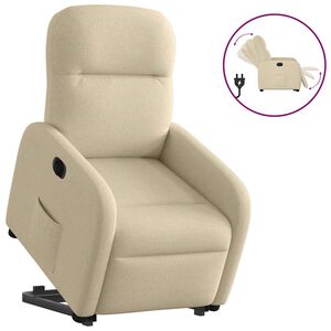 vidaXL Sill&oacute;n el&eacute;ctrico reclinable elevable de tela color crema