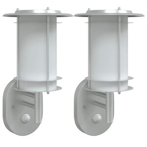 vidaXL Apliques de exterior con sensor 2 unidades acero inoxidable
