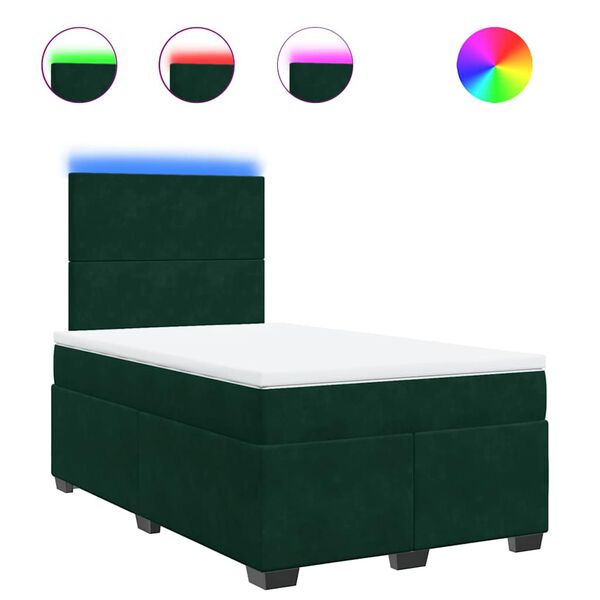 vidaXL Cama box spring con colch&oacute;n terciopelo verde oscuro 120x190 cm
