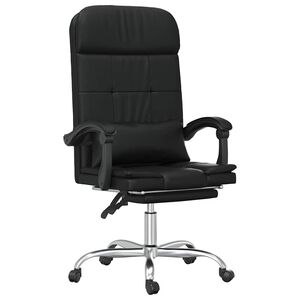 vidaXL Sill&oacute;n de oficina reclinable con masaje, de piel sint&eacute;tica negra