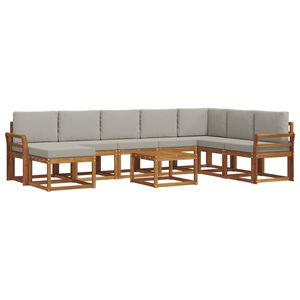 vidaXL Conjunto de sof&aacute;s de exterior 9 pcs Gris Natural y Claro