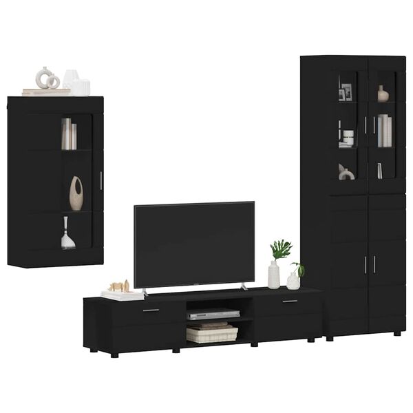 vidaXL Conjunto de mueble de TV FLORIN Negro Madera de ingenier&iacute;a