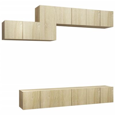 vidaXL Set de muebles salón TV 7 pzas madera ingeniería roble Sonoma