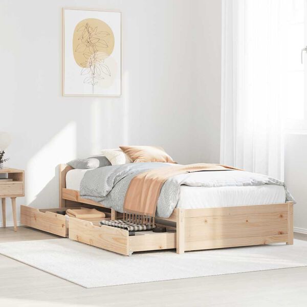 vidaXL Estructura de cama sin colch&oacute;n madera maciza de pino 90x200 cm