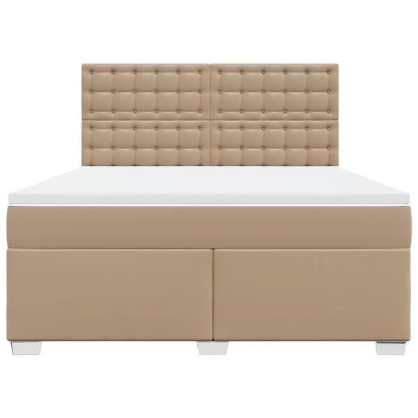 vidaXL Cama box spring con colch&oacute;n cuero sint&eacute;tico capuchino 180x200cm